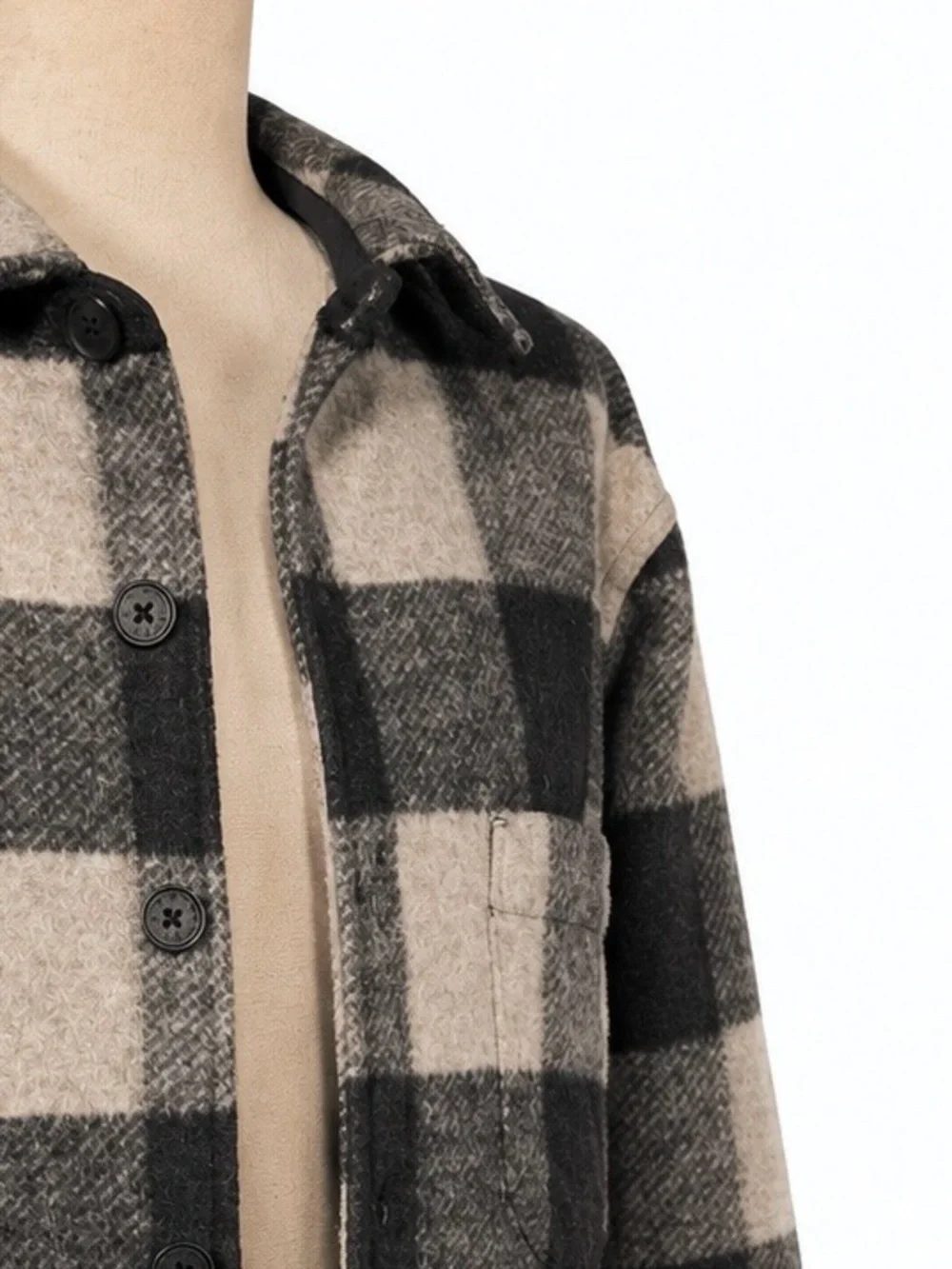 Banana Republic Black & grey Lined Buffalo Check Shirt Jacket, side pockets. S